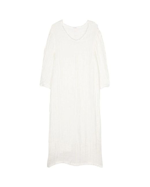 Vestido de lino blanco con borde deshilachado By Malene Birger de color White