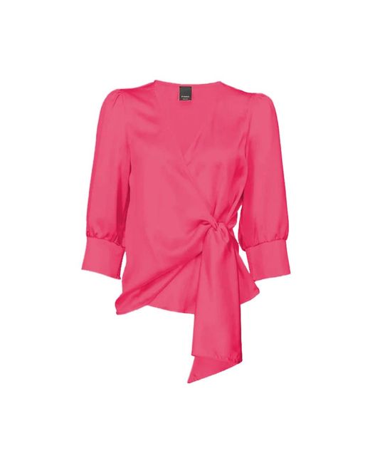 Pinko Pink Bluse mit v-ausschnitt und elastischen ärmeln o