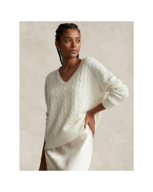 Polo Ralph Lauren White V-Neck Knitwear