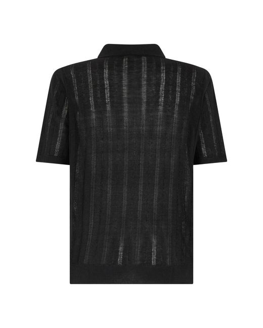 Roberto Collina Openwork Knit Polo in het Black voor heren