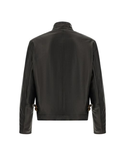 Versace Black Leather Jackets for men