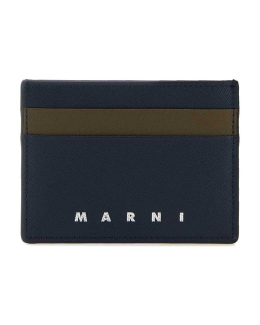 Marni Zweifarbiger lederkartenhalter in Blue für Herren