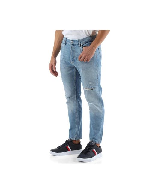 Calvin Klein Dad fit cropped jeans fünf taschen in Blue für Herren