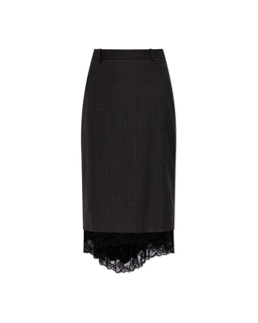 Falda de lana Balenciaga de color Black