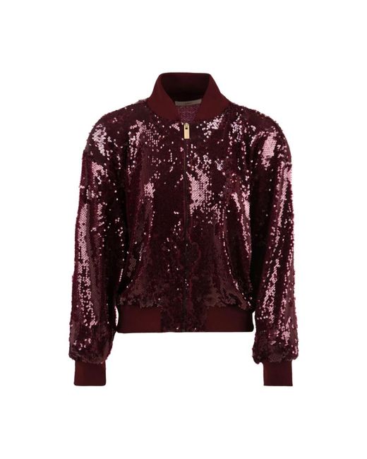 Akep Sequin Bomber Jacket in het Red
