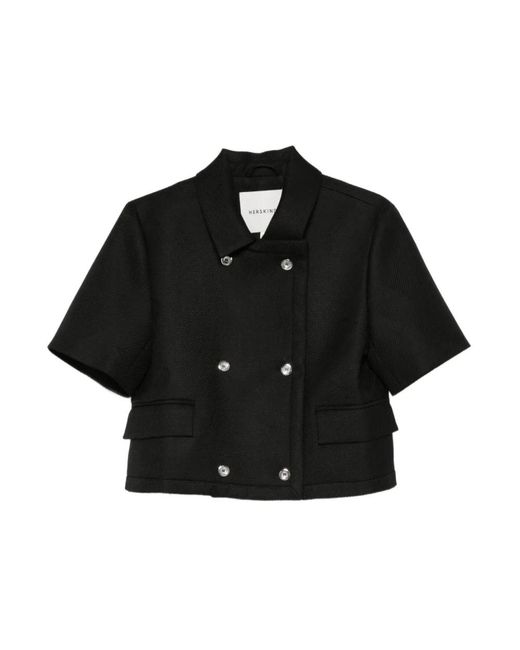 Birgitte Herskind Cropped Double-Breasted Jacket in het Black