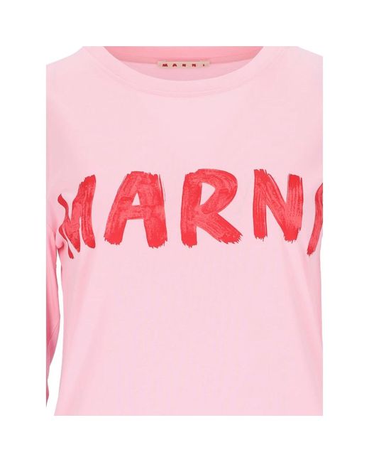 Marni Pink Rosa baumwoll-logo t-shirt
