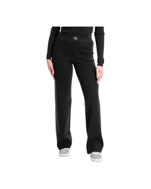 Calvin Klein Black Rippstrickpullover im variegated pantaloni-stil