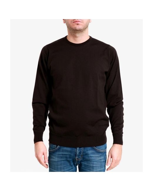 John Smedley Round-Neck Knitwear in het Black voor heren