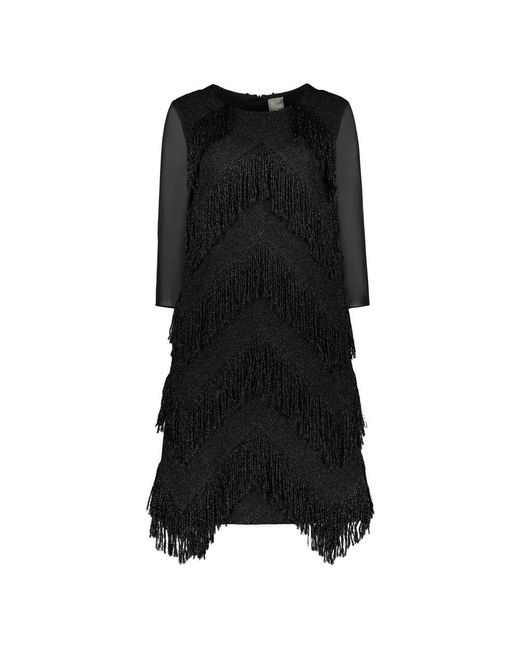 Lorena Antoniazzi Black Kleid mit fransen