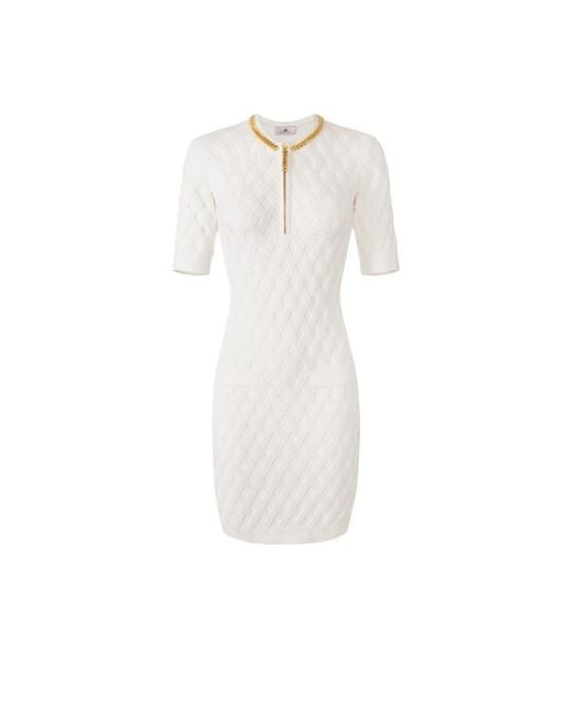 Elisabetta Franchi White Knitted Dresses