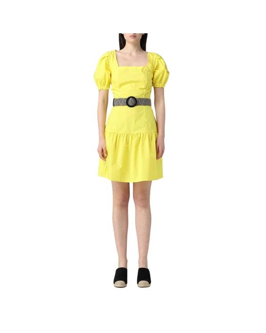 Liu Jo Yellow Gelbes Gestuftes Minikleid Puffärmel