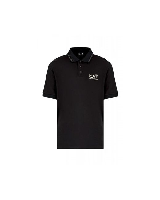 EA7 Tops ,Zwart Label Polo Shirt in het Black voor heren