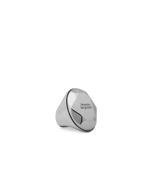 McQueen Faceted Stone Ring in Gray für Herren