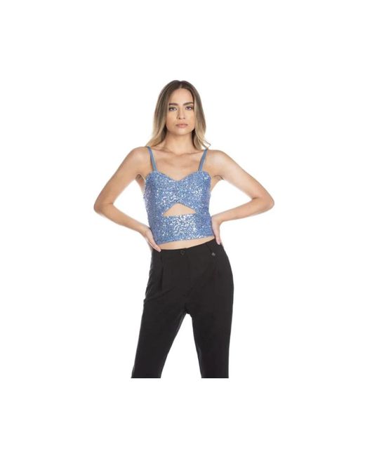 Relish Blue Pailletten Sommer Top