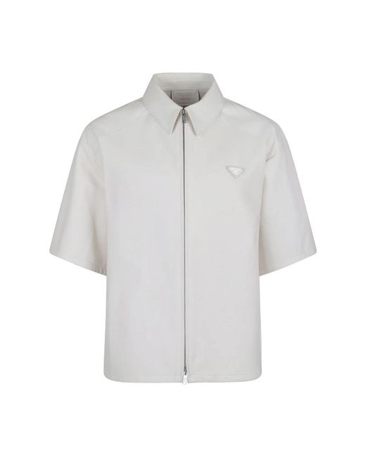 Prada Gray Short Sleeve Shirts for men