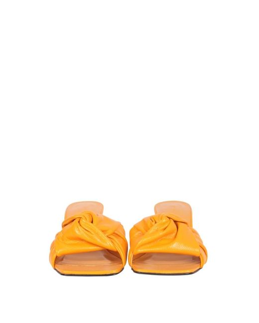 By Far Yellow Heeled Mules