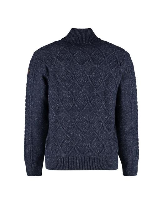 Paul & Shark Truien & Vesten ,Blauw ,Wol Gezellige Kabelgebreide Coltrui in het Blue voor heren