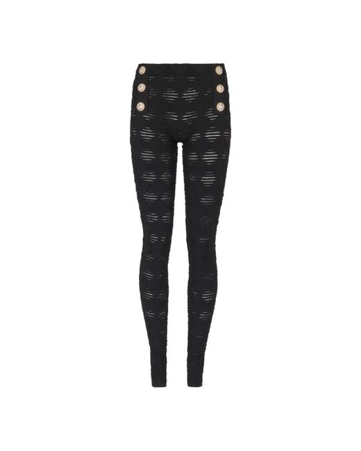 Leggings in maglia con 6 bottoni di Balmain in Black