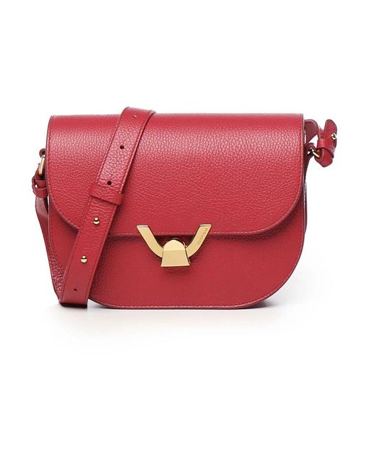 Coccinelle Red Rote leder-schultertasche mit klappe