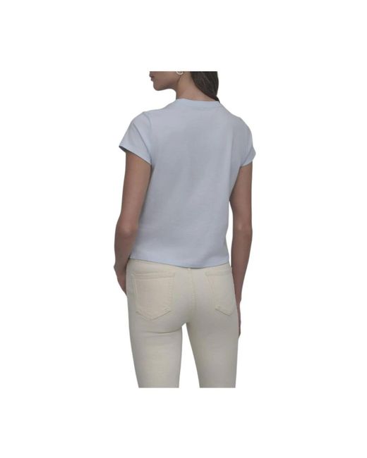 DKNY Tops ,Blauw ,Katoen Klassieke Ronde Hals T-Shirt in het Gray