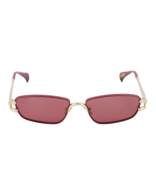 Le Specs Goud Bordeaux Rechthoekige Zonnebril Numero Cinco in het Pink