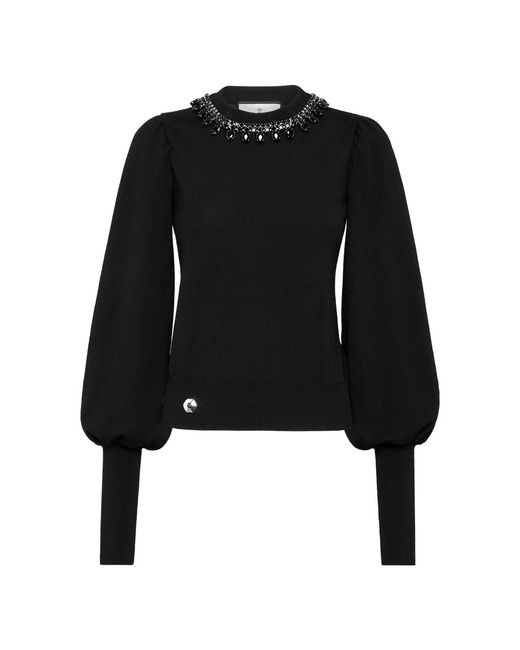 Philipp Plein Black Round-Neck Knitwear