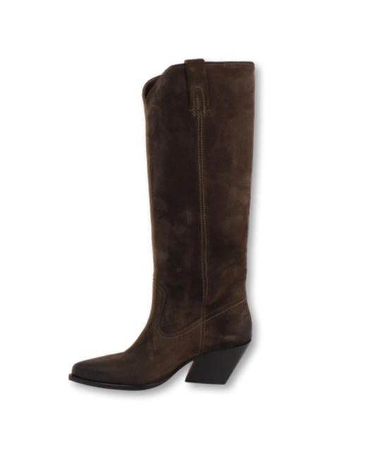 Elena Iachi Brown Cowboy & Biker Boots
