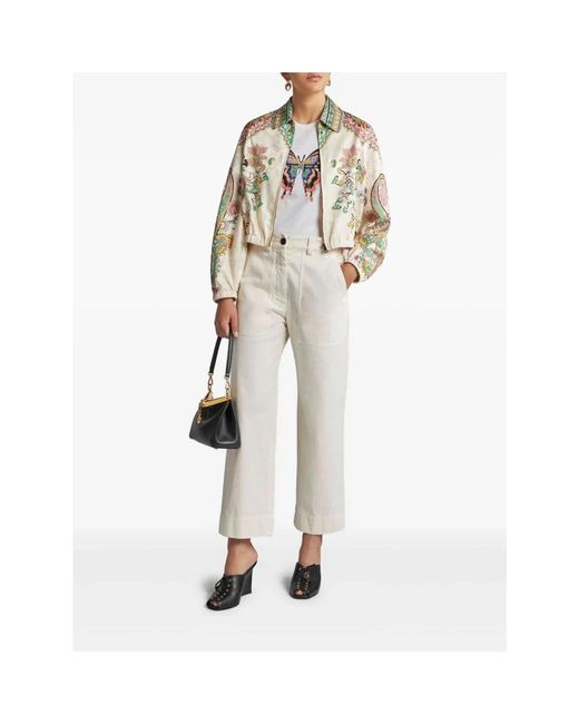 Etro Tops ,Wit ,Katoen Vlinderprint Katoenen T-Shirt Wit in het White