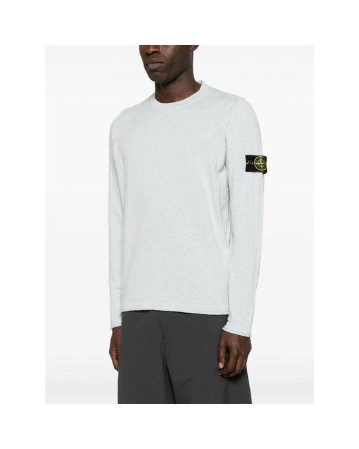 Stone Island White Round-Neck Knitwear for men