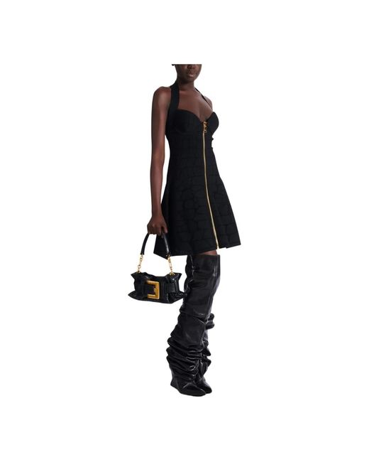 Balmain Black Mini-Tasche Anthem Aus Leder Mit Kroko-Prägung