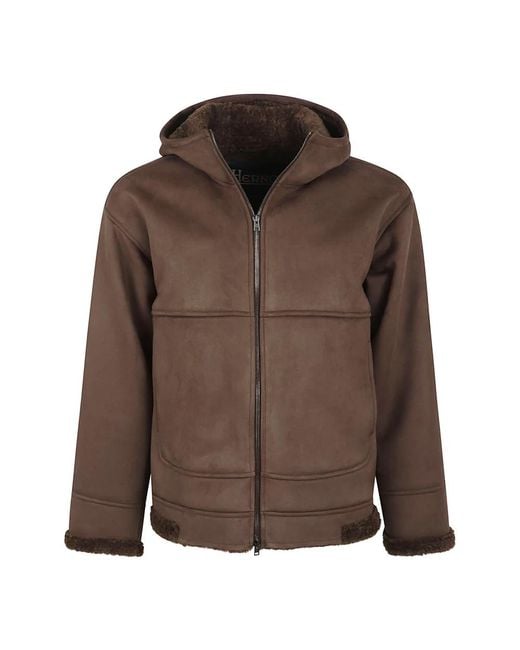 Herno Wildlederjacke Mit Kapuze in Brown für Herren