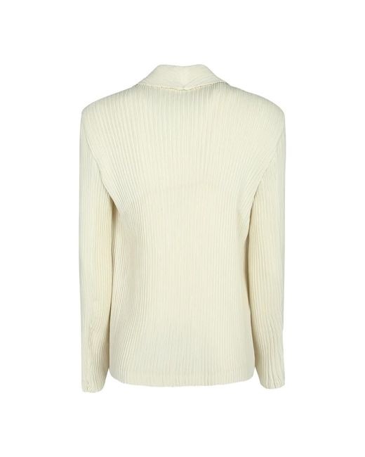 Issey Miyake Hatching Pleats One-Button Blazer in het Natural