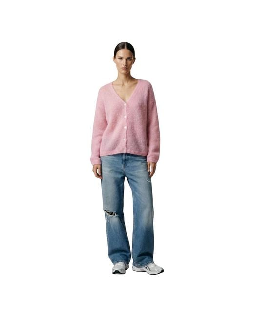 American Dreams Truien & Vesten ,Roze ,Wol Cornelia Ls Cardigan Soft Berry in het Pink