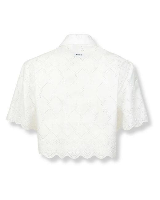 MSGM Camicia Crop in het White