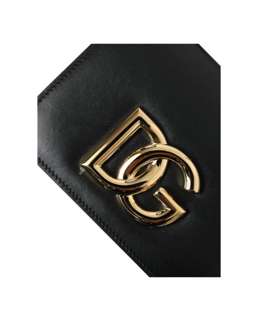 Dolce & Gabbana Black Schwarze ledergürteltasche mit logo