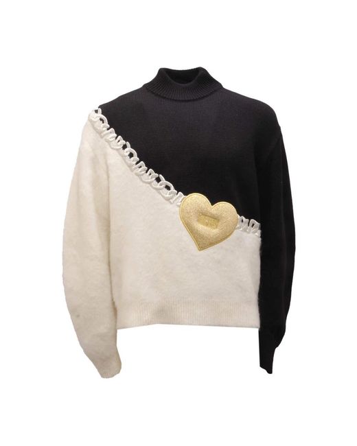 Gcds Truien & Vesten ,Zwart ,Wol Zwart/Wit/Goud Coltrui Sweater Fw 22 in het Black voor heren