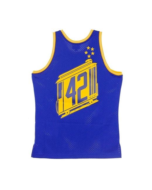 Mitchell & Ness Fitness ,Blauw ,Polyester Retro Nba Basketball Tanktop in het Blue voor heren