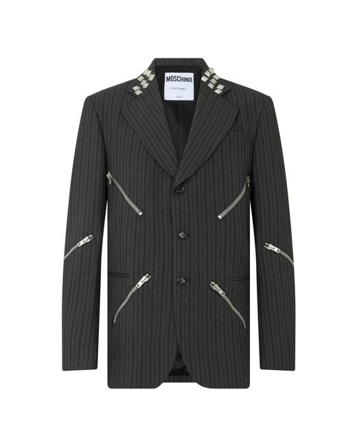 Moschino Enkelrijig Jasje Met Decoratieve Rits in het Black voor heren