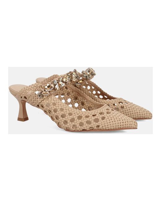 Alma En Pena. Metallic Heeled Mules