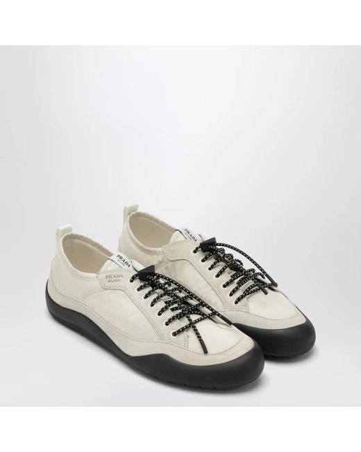 Prada Schoenen ,Wit ,Leer Leather Sneaker in het Brown voor heren