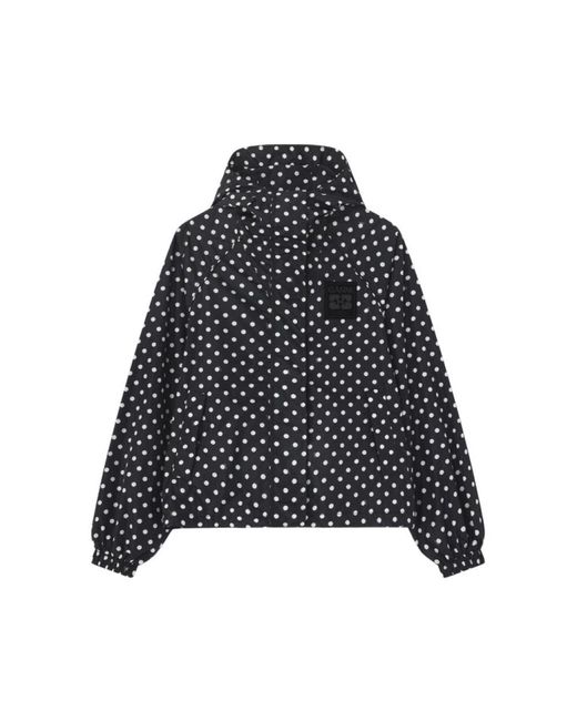 Ganni Printed Nylon Jacket in het Black