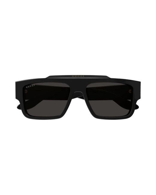 Gucci Black Gg1460S Linea Lettering Sunglasses for men