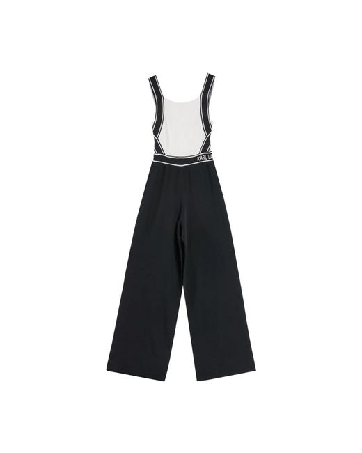 Karl Lagerfeld Jumpsuits & Playsuits ,Zwart ,Gebreide Logo Jumpsuit in het Black