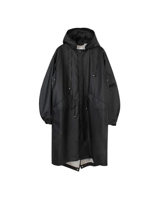 Helmut Lang Schwarzer Gummi Logo Kapuzenparka in Black für Herren