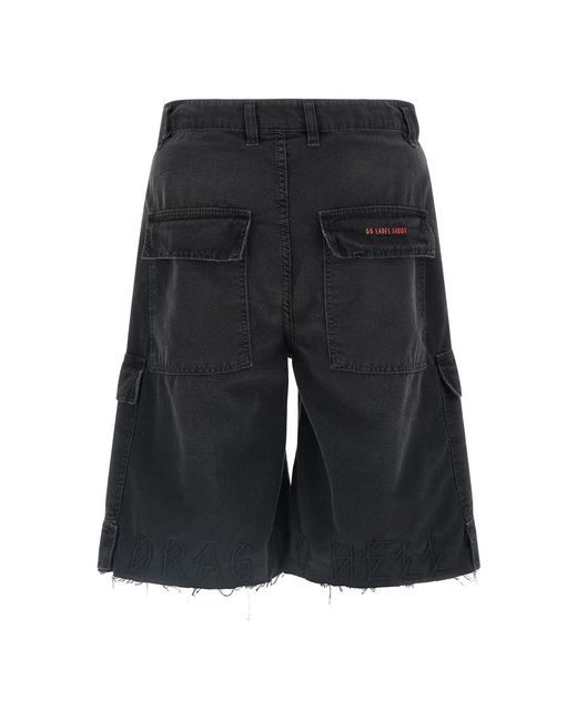 44 Label Group Black Denim Shorts for men