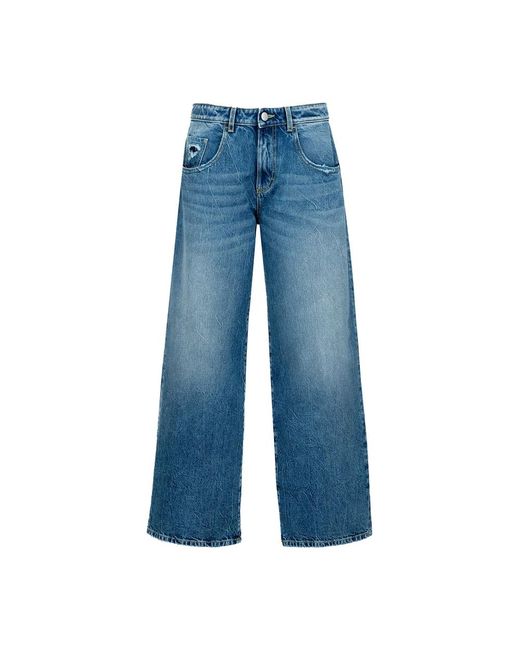 ICON DENIM Blue Weite bein tiefer bund jeans
