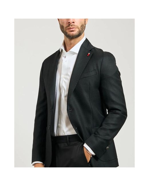 MULISH Schwarze Einreiher-Jacke Mit Ikonischem Pin in Black für Herren