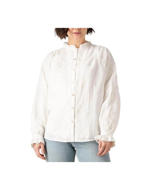 Nukus Overhemden ,Wit ,Jenna Geborduurde Blouse in het White