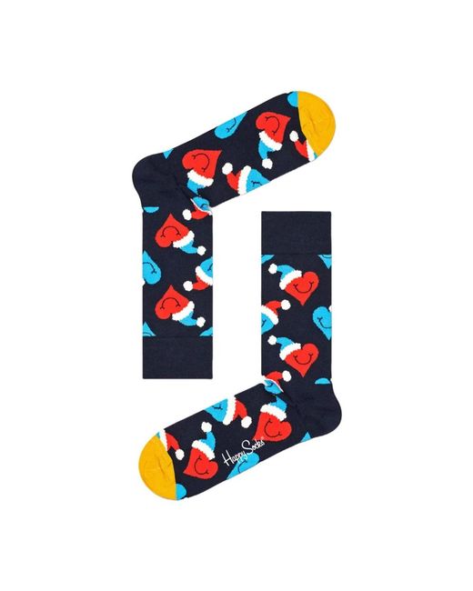 Happy Socks Blue Weihnachts-herzen crew socks